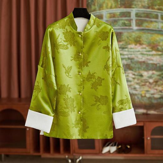 【高货wl】全新升级【铂金会员487/天猫659/差价172】(03600) 洛诗琳时髦新中式女轻国风外套提花真丝冠乐绉双面穿棉服 商品图1