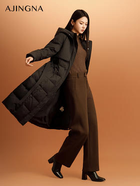 【商场同款】阿菁娜2024冬季新款简约长款收腰羽绒服A29D216013