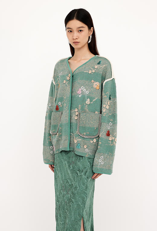 DAZZLE2025春季新款福禄生花立体刺绣开衫 商品图4