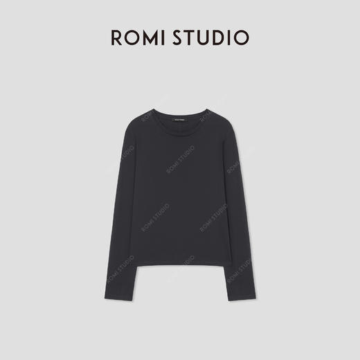 ROMI STUDIO“松弛自在”100棉肤感弹力圆领修身长袖T恤RW25SSG0117 商品图2