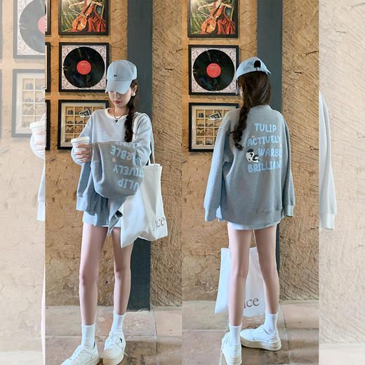 <曾小咸推荐>韩系休闲灰色后背字母绣花外套 商品图3