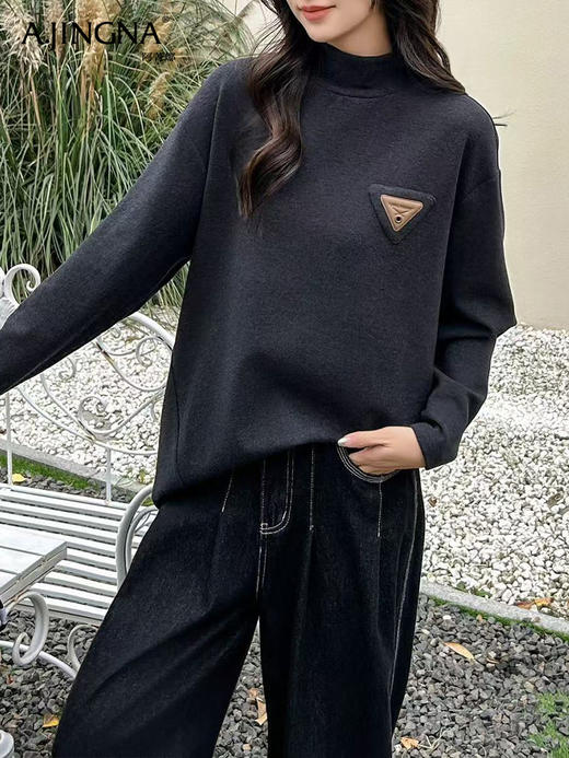 【积分兑换】阿菁娜慵懒随性宽松时髦休闲上衣F29D201005 商品图3