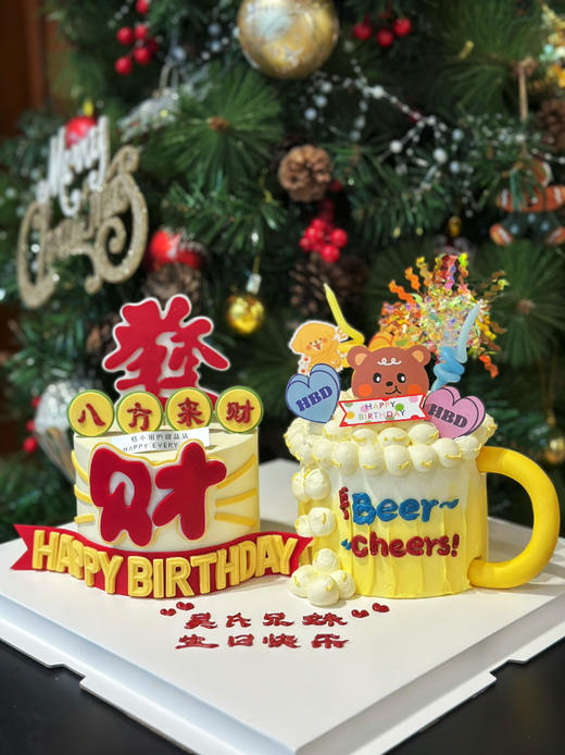 私人订制：内含多图，五寸双拼蛋糕，全部装饰可食用，提前48小时以上预定，退休遇上生日，主题可私人订制 商品图0