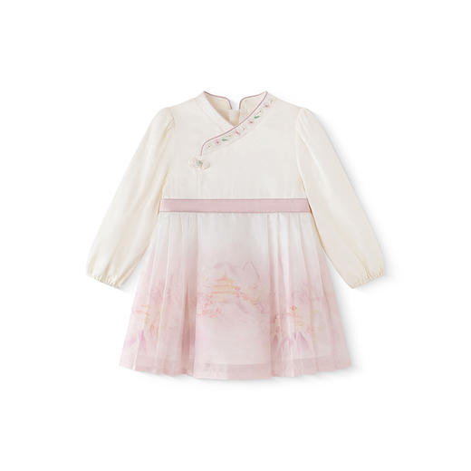 【商场同款】英氏女童连衣裙长袖国风2025春新款新中式中大童裙子 商品图4