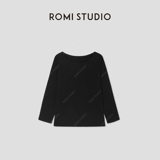 ROMI STUDIO“法式优雅”卷边弹力肤感休闲圆领中袖T恤 RW24AS41334 商品图3