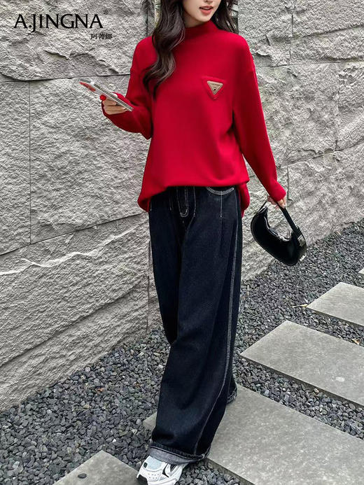 【积分兑换】阿菁娜慵懒随性宽松时髦休闲上衣F29D201005 商品图2