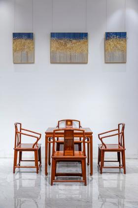 红桥红  家具严选  缅甸花梨（大果紫檀）【88 马蹄腿带束腰 休闲桌 五件套】