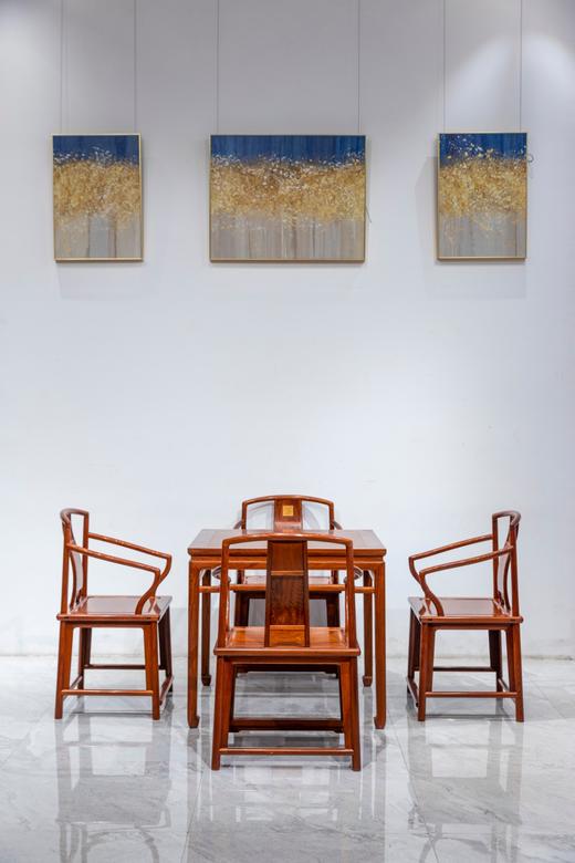 红桥红  家具严选  缅甸花梨（大果紫檀）【88 马蹄腿带束腰 休闲桌 五件套】 商品图0