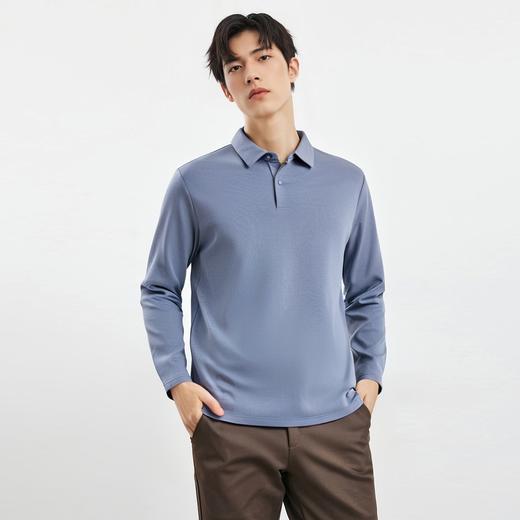 【羊毛蚕丝混纺 磨毛保暖】罗蒙秋冬男装7A抗菌磨毛长袖polo衫男士商务休闲内搭长袖t恤男 商品图3