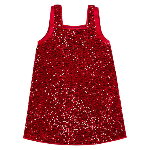 LittleNaive秋冬款女童亮片背心裙丝绒公主裙红色圣诞儿童连衣裙 商品图4