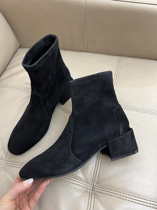 1028-5亏清换工钱 24升级版 SW弹力袜靴 弹力羊猄 大方跟短靴踝靴 炒鸡好穿 商品图12