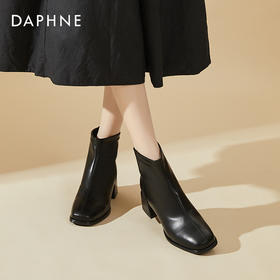 【达芙妮】粗跟方头切尔西短靴 422204501