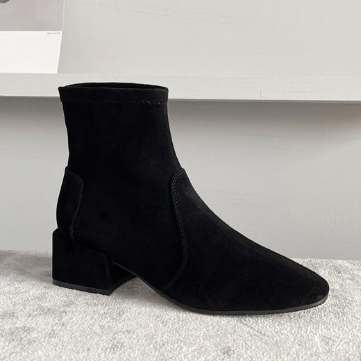 1028-5亏清换工钱 24升级版 SW弹力袜靴 弹力羊猄 大方跟短靴踝靴 炒鸡好穿 商品图3