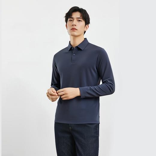 【羊毛蚕丝混纺 磨毛保暖】罗蒙秋冬男装7A抗菌磨毛长袖polo衫男士商务休闲内搭长袖t恤男 商品图5