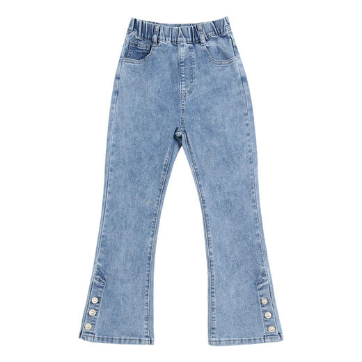 little naive女童牛仔裤春秋款中大童休闲长裤洋气儿童牛仔喇叭裤 商品图4