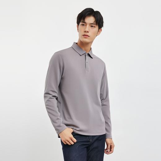 【羊毛蚕丝混纺 磨毛保暖】罗蒙秋冬男装7A抗菌磨毛长袖polo衫男士商务休闲内搭长袖t恤男 商品图2