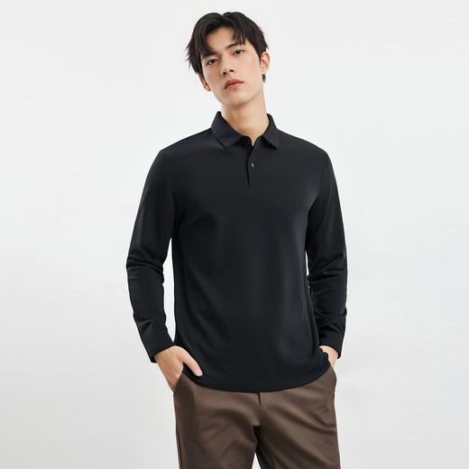 【羊毛蚕丝混纺 磨毛保暖】罗蒙秋冬男装7A抗菌磨毛长袖polo衫男士商务休闲内搭长袖t恤男 商品图7
