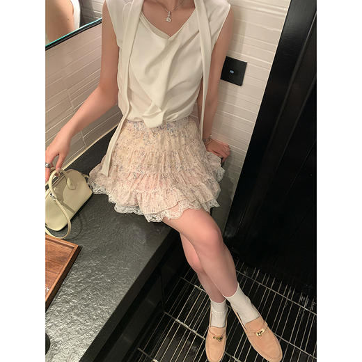 EKOOL4/28新品【秘境爱丽丝】蕾丝提花短款蛋糕裙a字高腰半身裙女 商品图0
