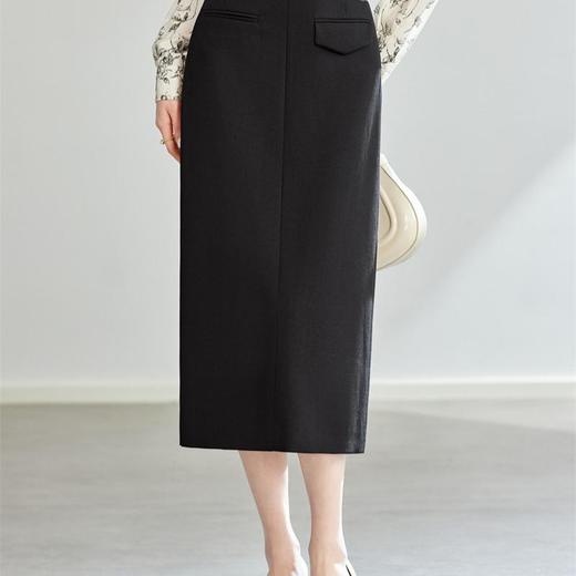 全新升级【铂金会员146/天猫189/差价43】(13243) 洛诗琳气质优雅半身裙2025春季新款高腰通勤开叉显瘦半裙13243 商品图2