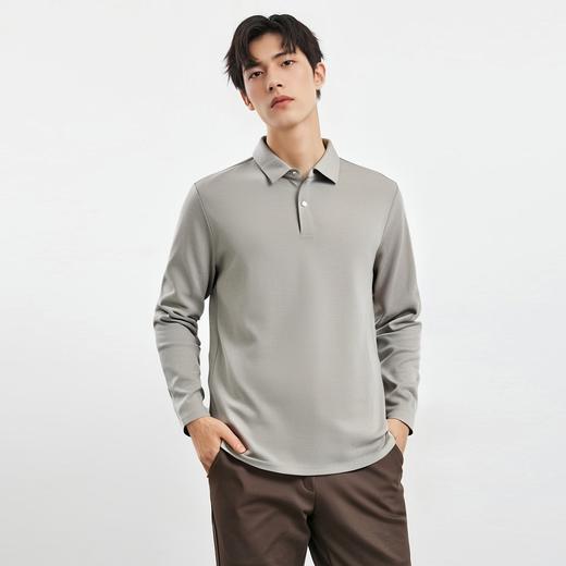 【羊毛蚕丝混纺 磨毛保暖】罗蒙秋冬男装7A抗菌磨毛长袖polo衫男士商务休闲内搭长袖t恤男 商品图8