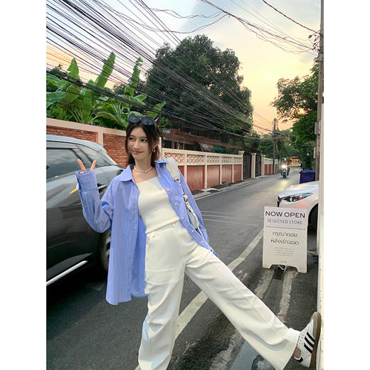 EKOOL极简休闲~早春黑色工装裤女2024新款高腰百搭显瘦西装休闲裤 商品图0