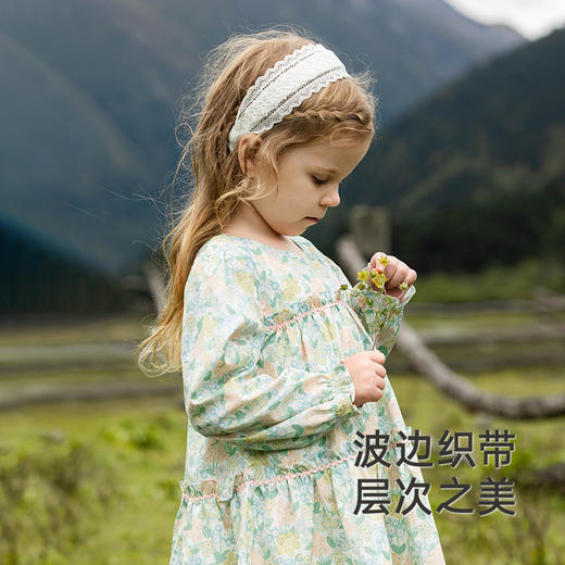 【商场同款】英氏女童裙子春夏透气长袖女宝连衣裙碎花裙2025新款 商品图2