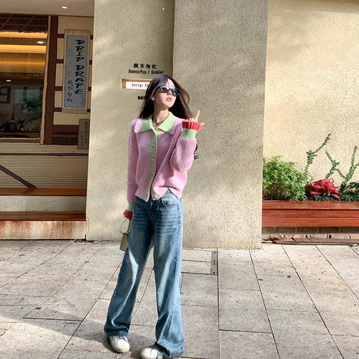 <曾小咸推荐>3.16现货秒杀 ！微信超特价！韩系撞色翻领毛衣 日常219.99 立减130 秒杀89.99！！ 商品图4