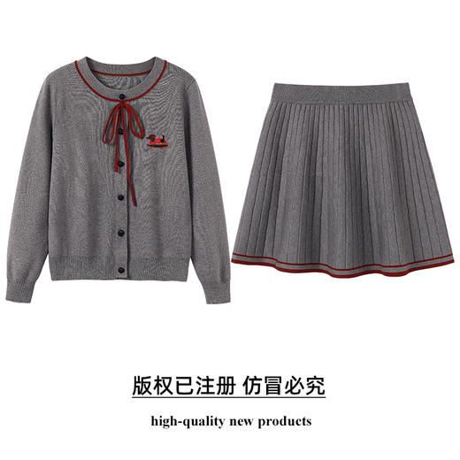 奢姿2025年春季新款大码女装圆领蝴蝶结套装胖妹妹减龄法式两件套9851920898 商品图0