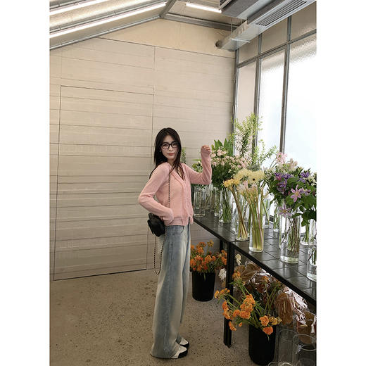 EKOOL衣库8/7上新/桃气珍妮/ 仿马海毛v领羊毛针织开衫女早秋新款 商品图2