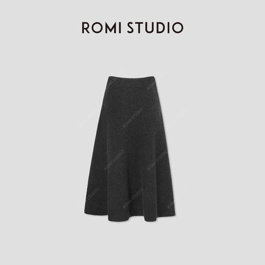 ROMI STUDIO“法式优雅”绵羊毛莱赛尔混纺绒面A字半裙RW24WXG0010 商品图1