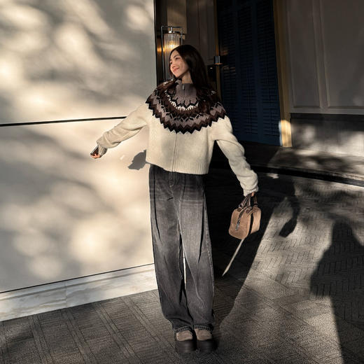 ROMI STUDIO“率性丹宁”100%棉高士线水洗阔腿牛仔裤 RW24AX81196 商品图2