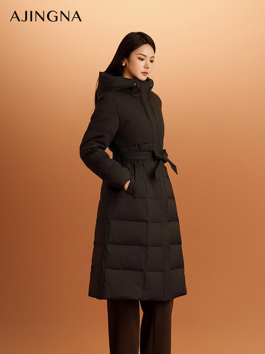 【商场同款】阿菁娜2024冬季新款简约长款收腰羽绒服A29D216013 商品图2
