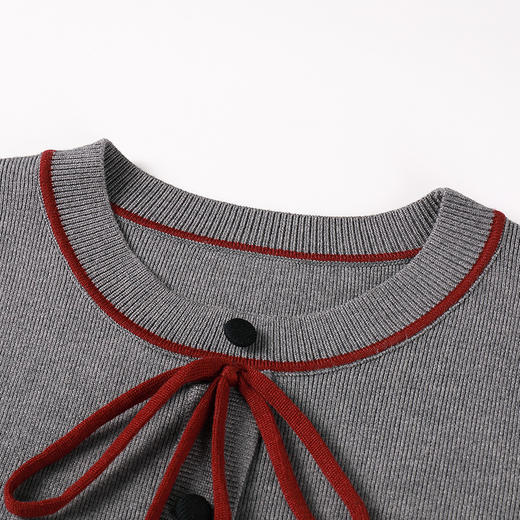 奢姿2025年春季新款大码女装圆领蝴蝶结套装胖妹妹减龄法式两件套9851920898 商品图1