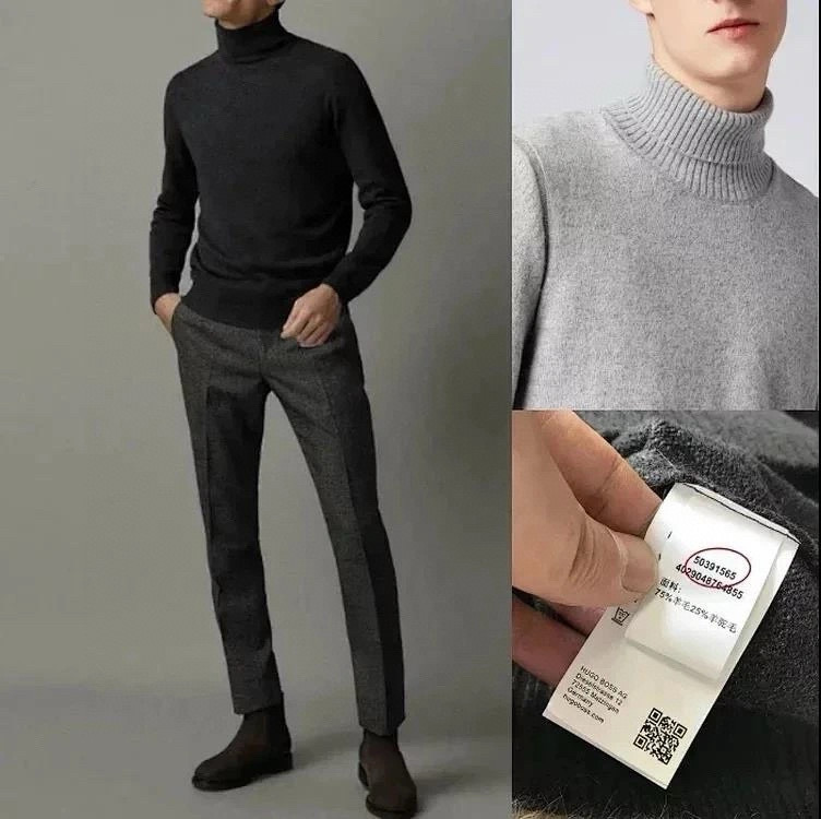 B0SS羊毛羊驼毛高领毛衣