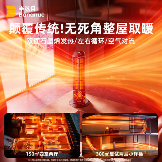 半弦月2024新款石墨烯全屋电热取暖器大面积升温暖风机家用100平方全屋速热电暖器浴室客厅卧室节能省电 旗舰款-50㎡-100㎡大面积制热 双面石墨烯暖风喷涌-客厅可用-火焰特效 商品图4