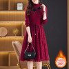 冬季加绒保暖针织连衣裙，洋气内搭蕾丝打底毛衣裙CC576 商品缩略图1