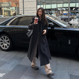 ROMI STUDIO“棕标甄选”山羊绒绵羊毛收腰厚款毛呢大衣RW24WWT1014