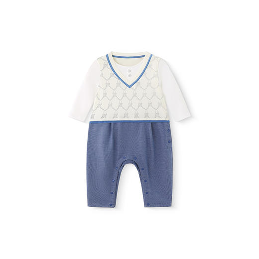 【商场同款】英氏婴儿衣服春夏长袖透气男童连体衣假三件爬服纯棉 商品图4