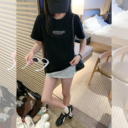 <曾小咸推荐>韩系字母印花短袖正肩T恤宽松 商品图4