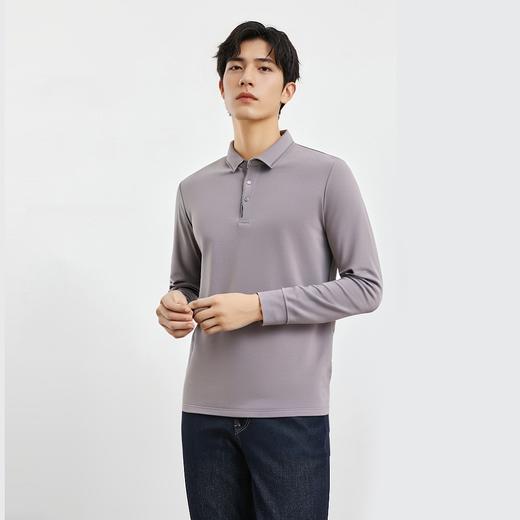【羊毛蚕丝混纺 磨毛保暖】罗蒙秋冬男装长袖POLO衫男士商务休闲撞色领抗菌长袖t恤男 商品图2
