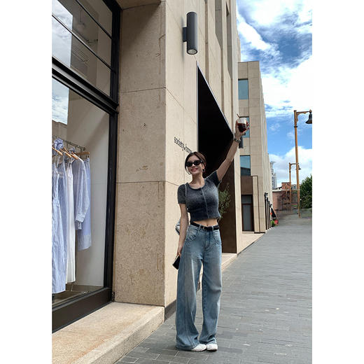 EKOOL8/7上新/云海烟雾/仿马海毛收腰显瘦短袖针织开衫女早秋短款 商品图3