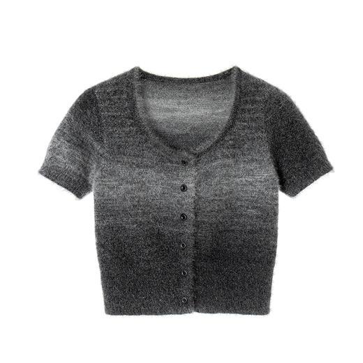 EKOOL8/7上新/云海烟雾/仿马海毛收腰显瘦短袖针织开衫女早秋短款 商品图4