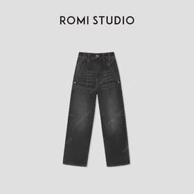 ROMI STUDIO“率性丹宁”100%棉高士线水洗阔腿牛仔裤 RW24AX81196