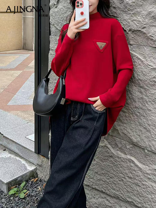 【积分兑换】阿菁娜慵懒随性宽松时髦休闲上衣F29D201005 商品图1