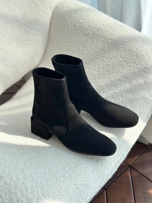1028-5亏清换工钱 24升级版 SW弹力袜靴 弹力羊猄 大方跟短靴踝靴 炒鸡好穿 商品图5