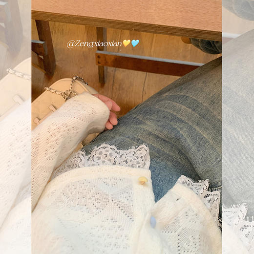 <曾小咸推荐>韩式蕾丝边勾花系扣小衫上衣 商品图3