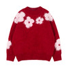 LittleNaive儿童圣诞红色毛衣冬新款毛绒花朵线衣女童新年针织衫 商品缩略图4