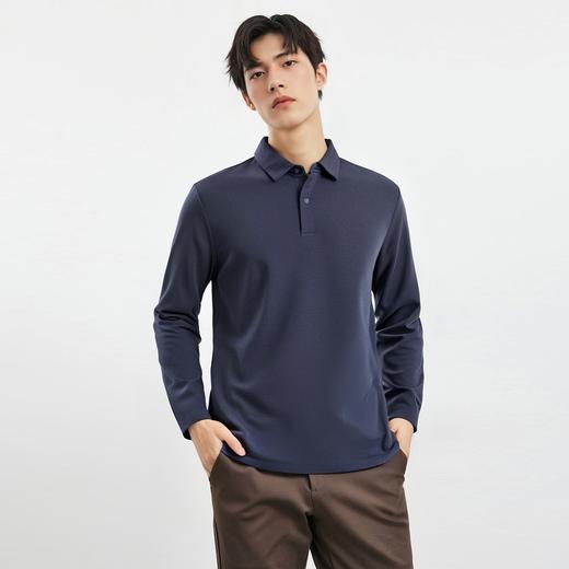 【羊毛蚕丝混纺 磨毛保暖】罗蒙秋冬男装7A抗菌磨毛长袖polo衫男士商务休闲内搭长袖t恤男 商品图1