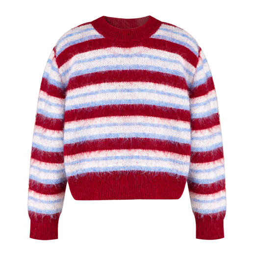 LittleNaive女童毛衣冬季新款宽松条纹慵懒上衣儿童撞色针织衫 商品图4