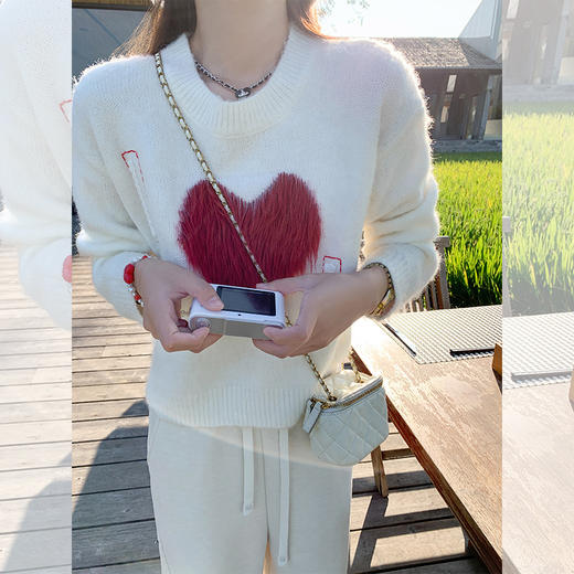 <曾小咸推荐>撞色爱心套头毛衣 日常179.99/件 立减90 秒杀89.99/件！！ 商品图2